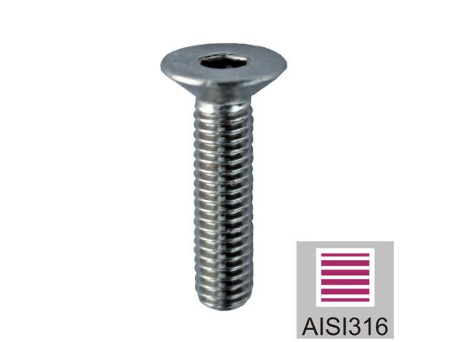 Stainless steel screw, countersunk head M6x16mm
